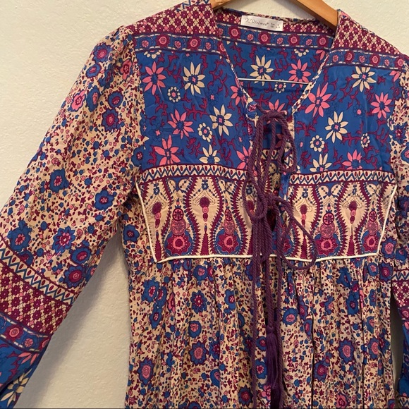 Influencer Favorite R. Vivimos Boho Paisley Midi Dress Sz 4-6 - Picture 3 of 5